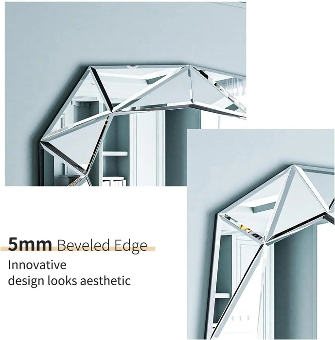 DecoGlow Gem-Cut Accent Wall Mirror – 28.3"x39.3" – Available in 3 Finishes