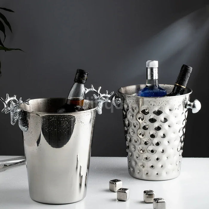Stainless Steel Wine & Champagne Ice Bucket – 5L Capacity, Comes in Gold or Silver