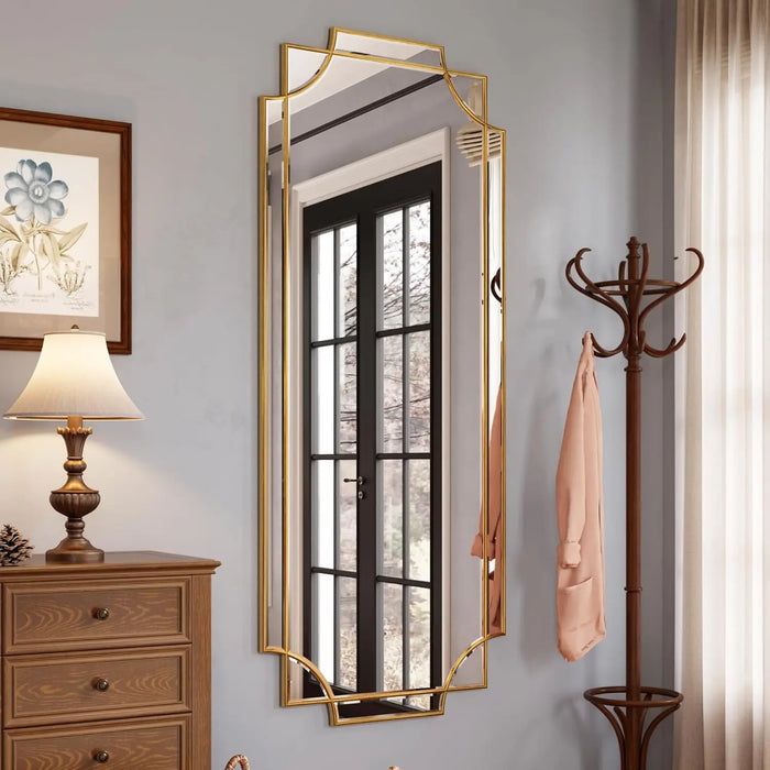 Golden Gleam Geometric Mirror - Available in Multiple Sizes
