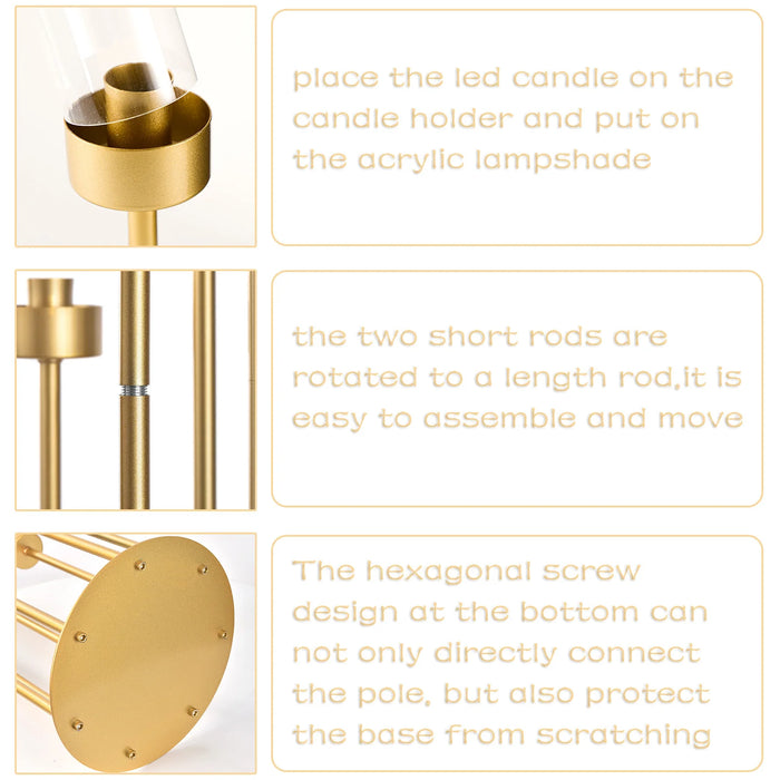 48" Glamorous Gold 7-Arm Floor Candelabra Acrylic Shades