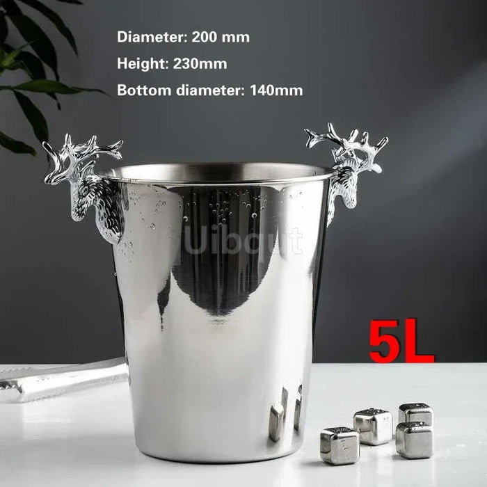 Stainless Steel Wine & Champagne Ice Bucket – 5L Capacity, Comes in Gold or Silver