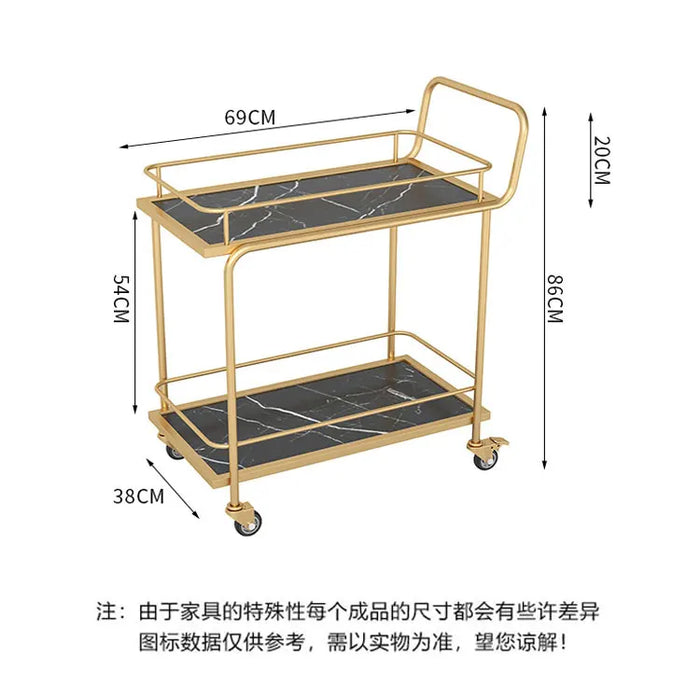 Luxury Rolling Bar Cart – 2 or 3 Tiers with Tempered Glass & Sintered Stone Shelves