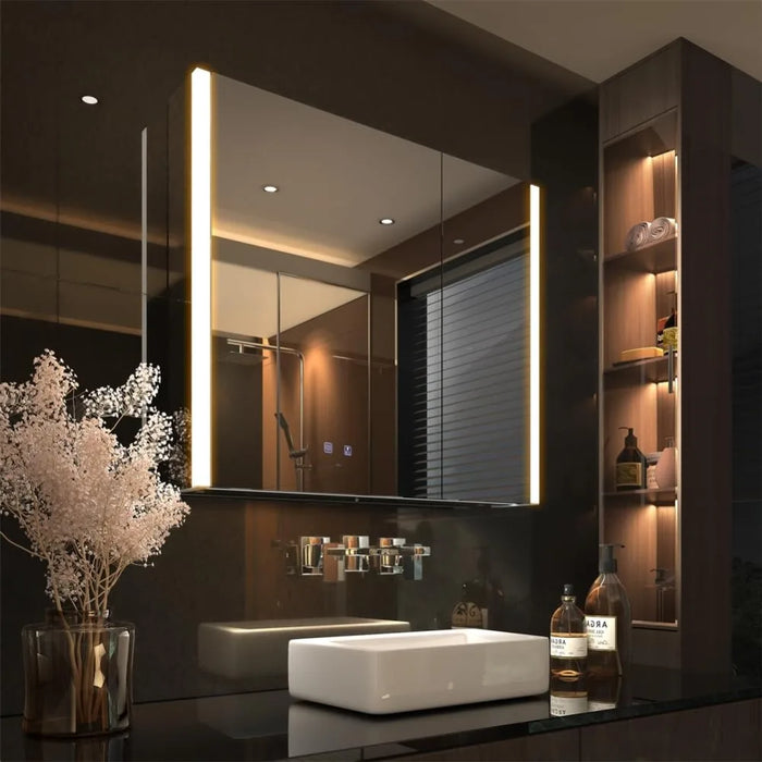 32"x28” Light Up Cabinet Mirror with Socket & USBs