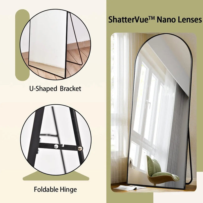 71"x26" Full Length Arched Body Mirror — Available in Black or Gold