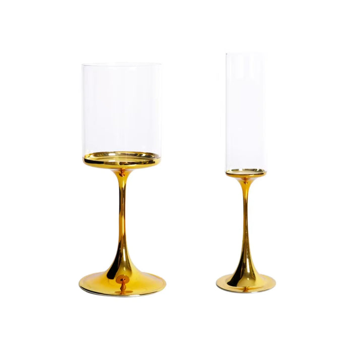 Gold-Plated Crystal Stemware – 2 Styles: Champagne or Wine