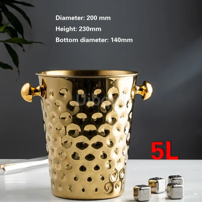 Stainless Steel Wine & Champagne Ice Bucket – 5L Capacity, Comes in Gold or Silver