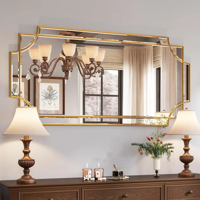 Golden Gleam Geometric Mirror - Available in Multiple Sizes