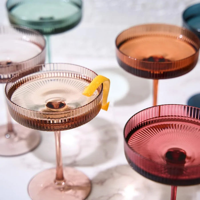 Vintage Art Deco Coupe Glasses – Colored Set of 6