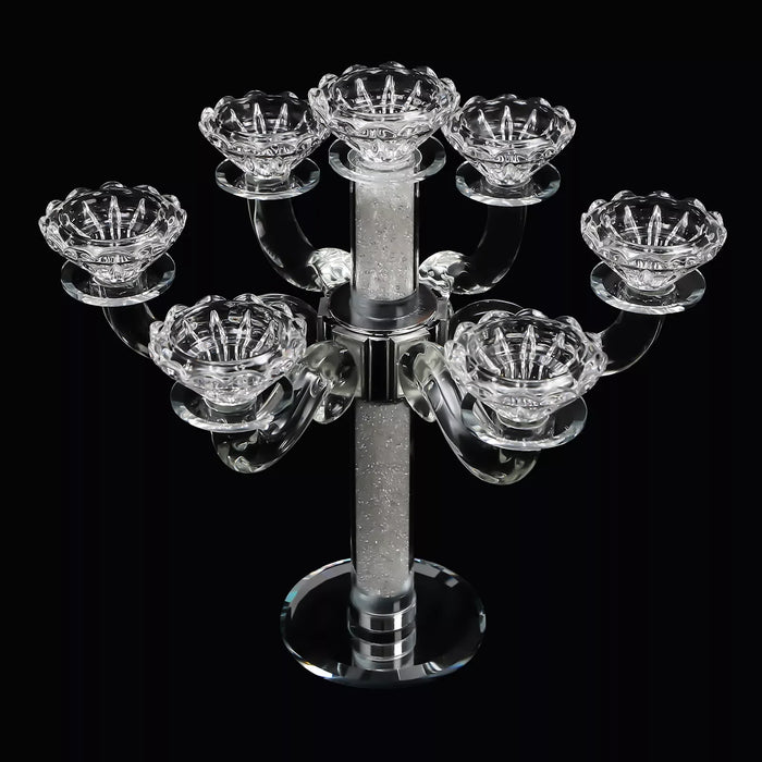 7-Arm Crystal Glass Candelabra – Taper Candle Holder