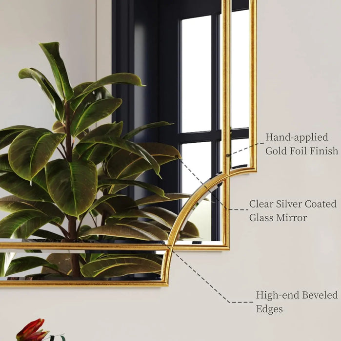 Golden Gleam Geometric Mirror - Available in Multiple Sizes