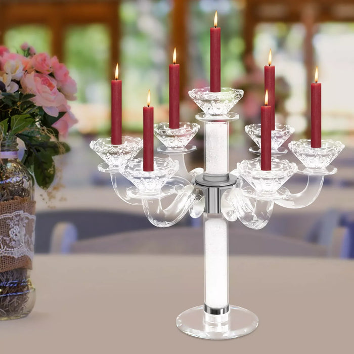 7-Arm Crystal Glass Candelabra – Taper Candle Holder