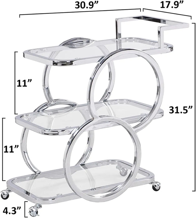 Ultra Modern 3-Tier Moveable Bar Cart