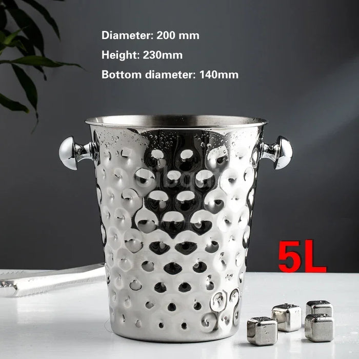 Stainless Steel Wine & Champagne Ice Bucket – 5L Capacity, Comes in Gold or Silver