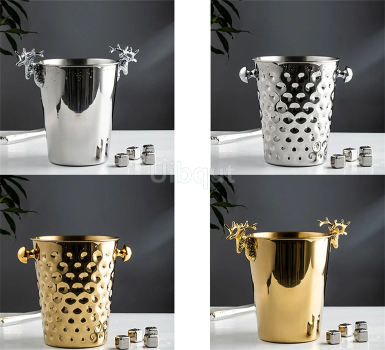 Stainless Steel Wine & Champagne Ice Bucket – 5L Capacity, Comes in Gold or Silver