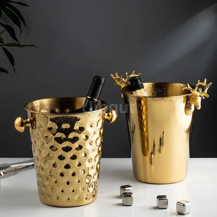 Stainless Steel Wine & Champagne Ice Bucket – 5L Capacity, Comes in Gold or Silver