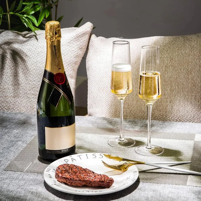 Hand Blown Champagne Glasses Set of 6