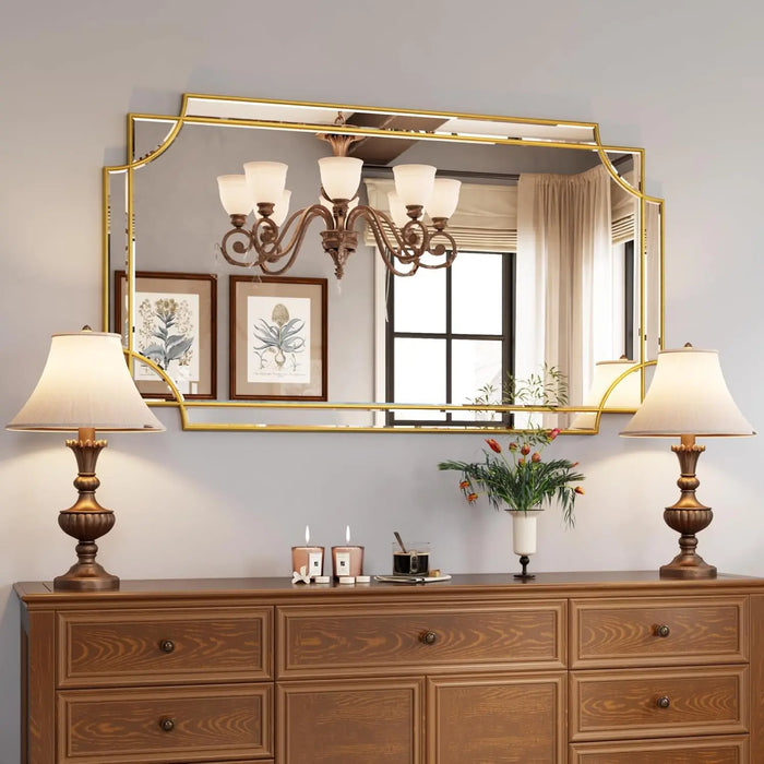 Golden Gleam Geometric Mirror - Available in Multiple Sizes