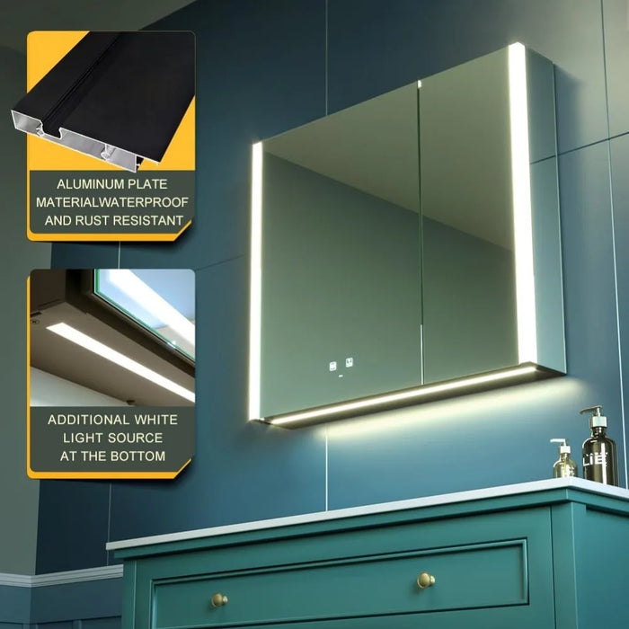 32"x28” Light Up Cabinet Mirror with Socket & USBs