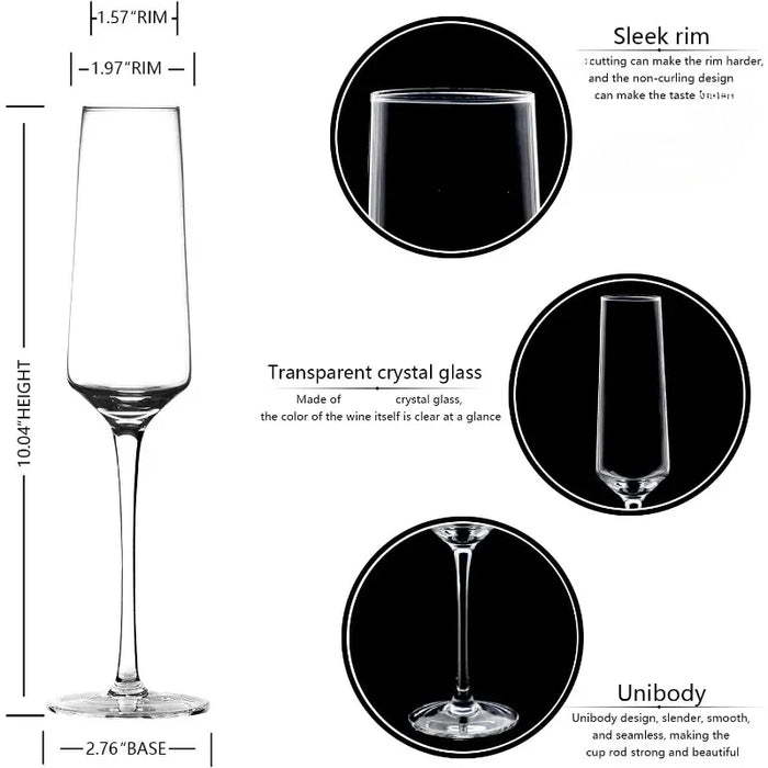 Hand Blown Champagne Glasses Set of 6