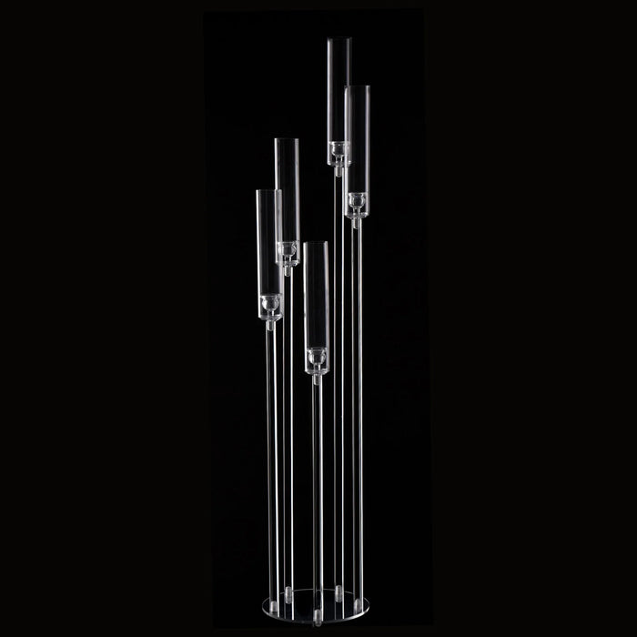 Clear 5-Arm Acrylic Floor Candelabra – Tall Sculptural Candle Holder (45.7")