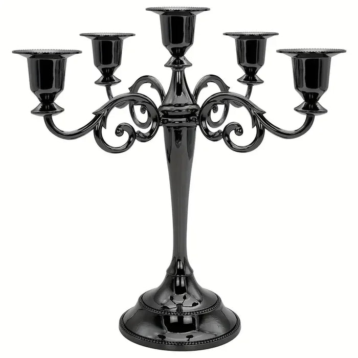 Matte Black 5-Arm Candelabra – Taper Candlestick Holder