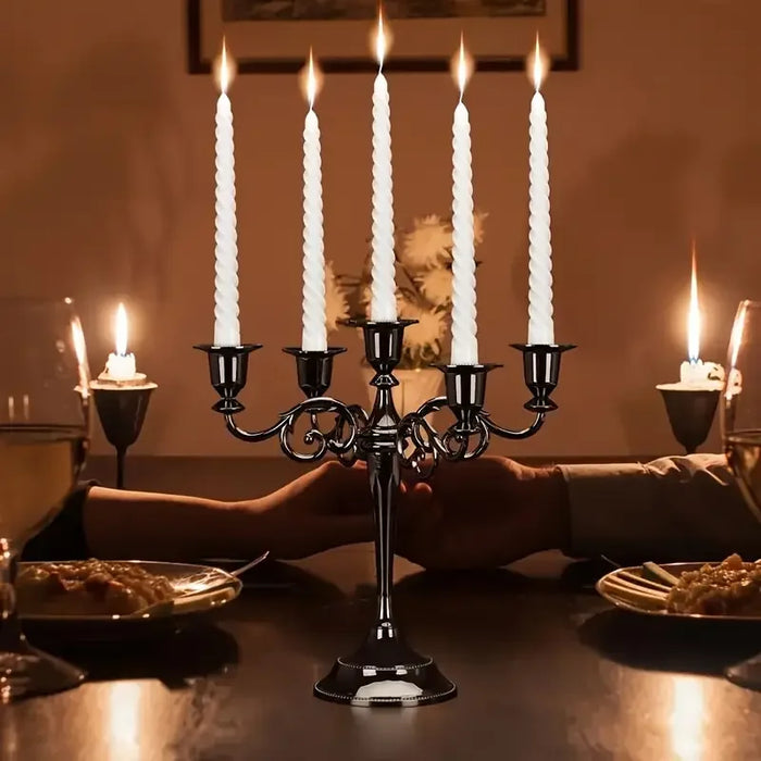 Matte Black 5-Arm Candelabra – Taper Candlestick Holder