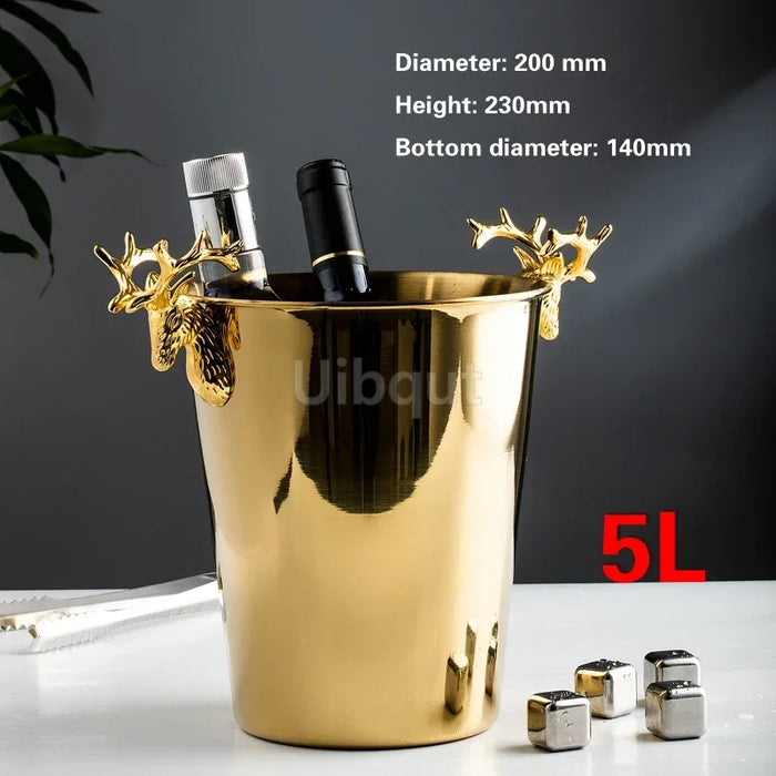 Stainless Steel Wine & Champagne Ice Bucket – 5L Capacity, Comes in Gold or Silver