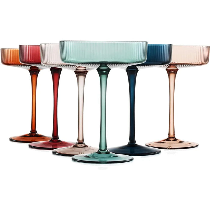 Vintage Art Deco Coupe Glasses – Colored Set of 6