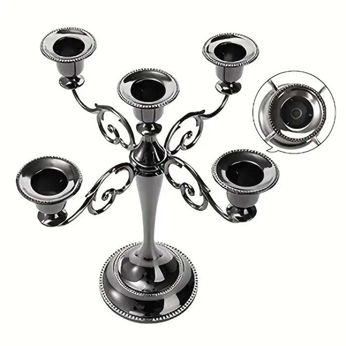 Matte Black 5-Arm Candelabra – Taper Candlestick Holder