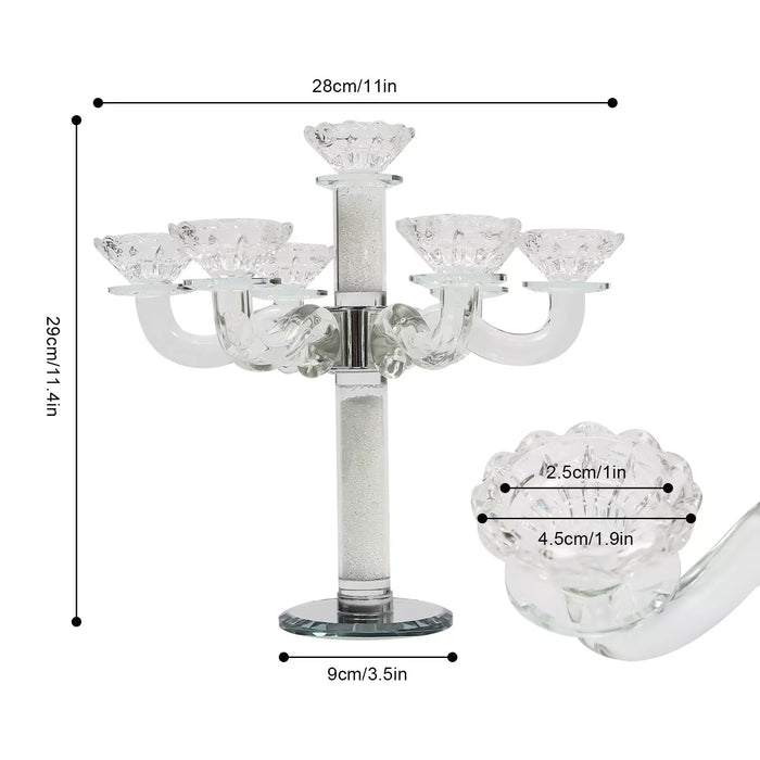 7-Arm Crystal Glass Candelabra – Taper Candle Holder