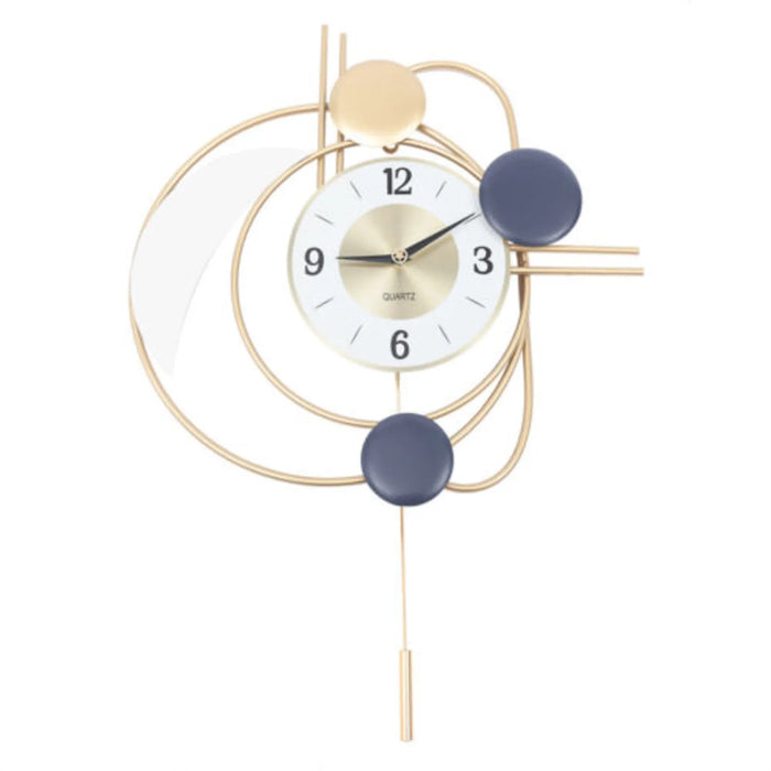 Art Deco Spiral Wall Clock – Blue & Gold Geometric Design