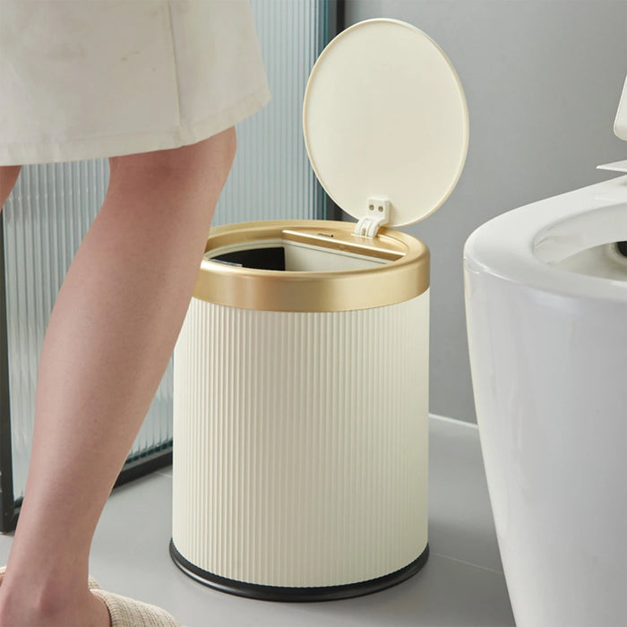 Gold-Rimmed Motion Sensor Trash Can – 13L Capacity, Touch-Free Design
