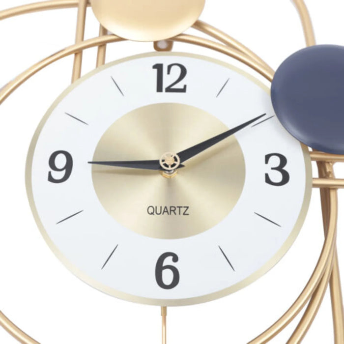 Art Deco Spiral Wall Clock – Blue & Gold Geometric Design
