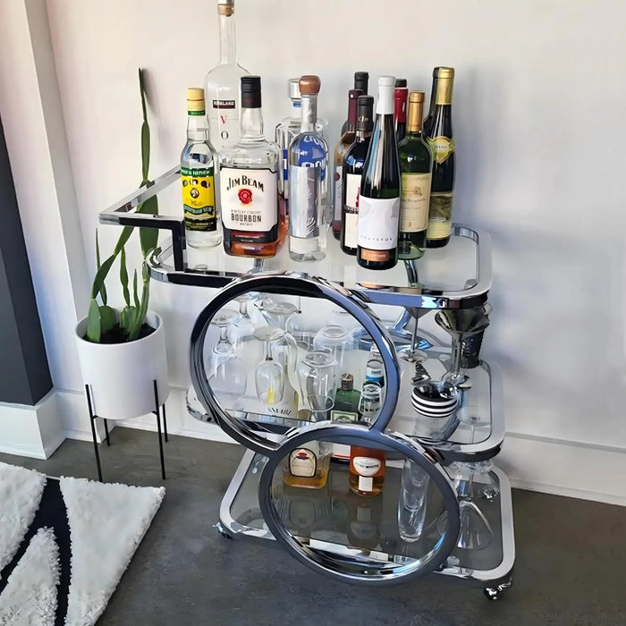 Ultra Modern 3-Tier Moveable Bar Cart