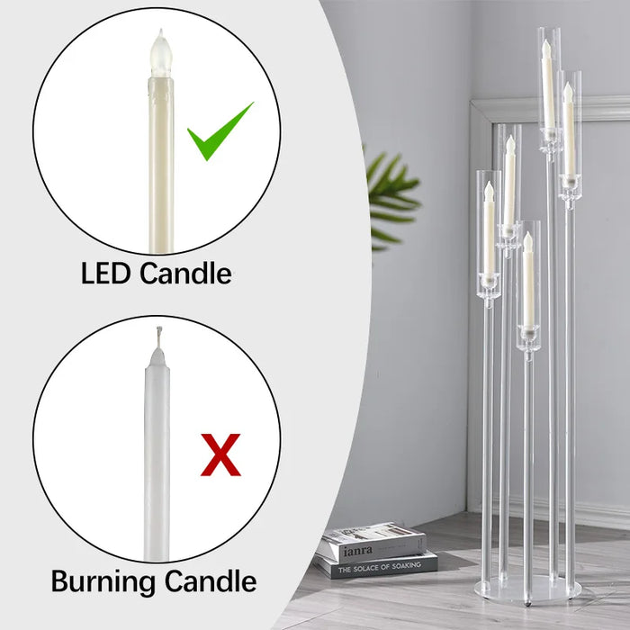 Clear 5-Arm Acrylic Floor Candelabra – Tall Sculptural Candle Holder (45.7")