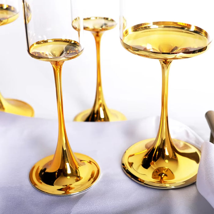Gold-Plated Crystal Stemware – 2 Styles: Champagne or Wine