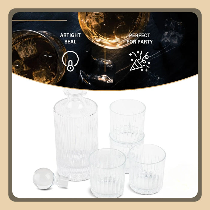 5-Piece Set — Whiskey Decanter & Cocktail Glasses