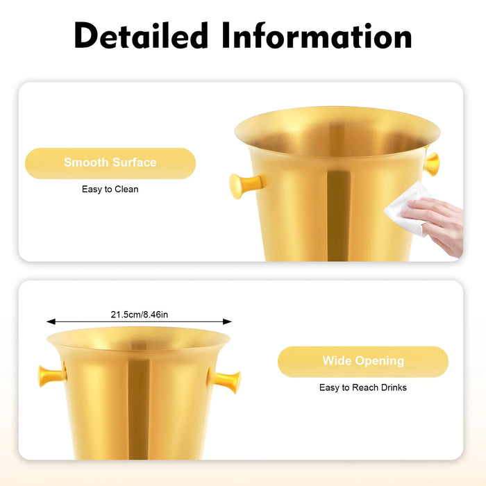 Free-Standing Gold Stainless Steel Wine & Champagne Ice Bucket – 5L Capacity
