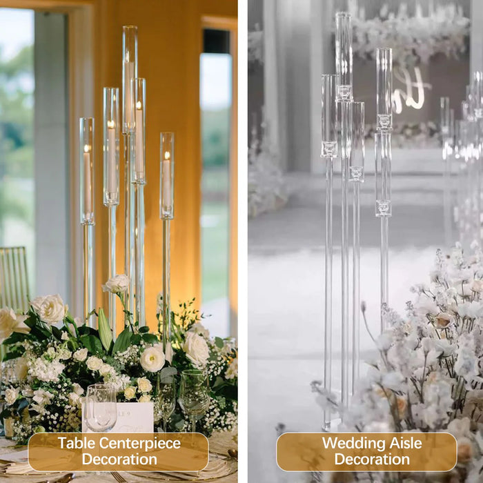Clear 5-Arm Acrylic Floor Candelabra – Tall Sculptural Candle Holder (45.7")
