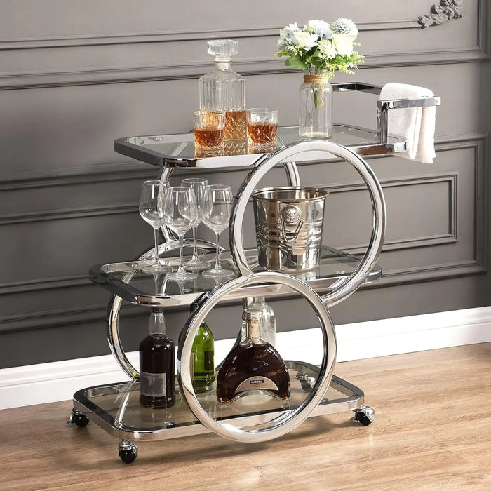 Ultra Modern 3-Tier Moveable Bar Cart