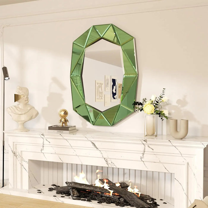 DecoGlow Gem-Cut Accent Wall Mirror – 28.3"x39.3" – Available in 3 Finishes