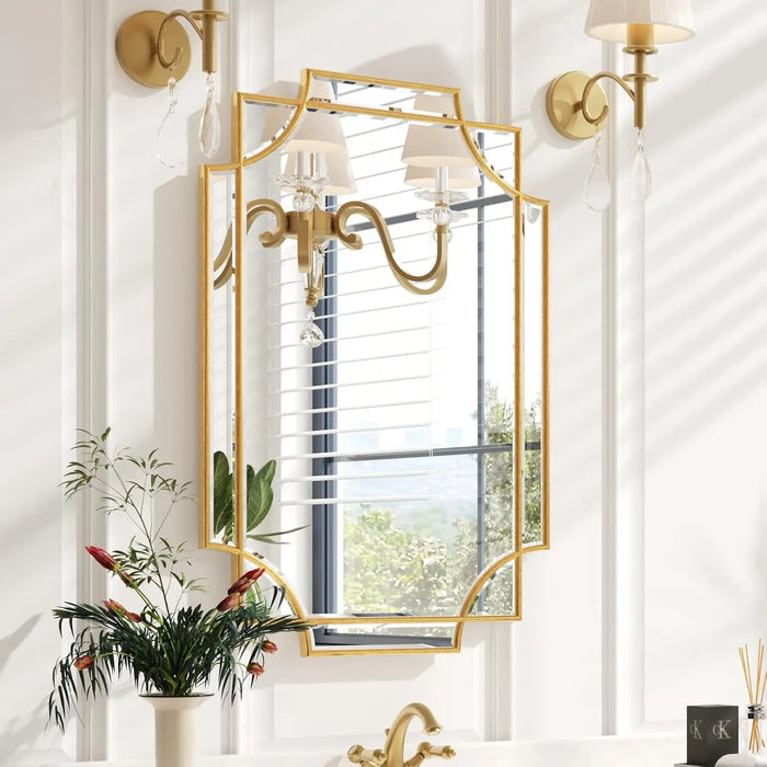 Golden Gleam Geometric Mirror - Available in Multiple Sizes