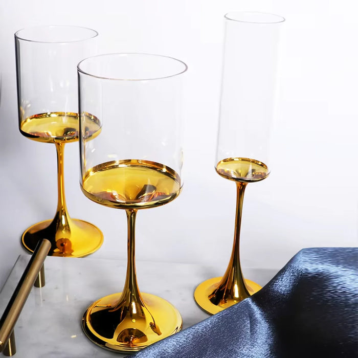 Gold-Plated Crystal Stemware – 2 Styles: Champagne or Wine