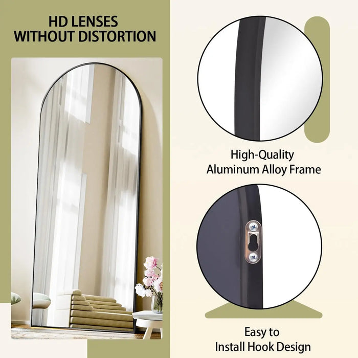 71"x26" Full Length Arched Body Mirror — Available in Black or Gold