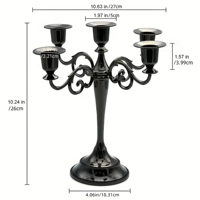 Matte Black 5-Arm Candelabra – Taper Candlestick Holder