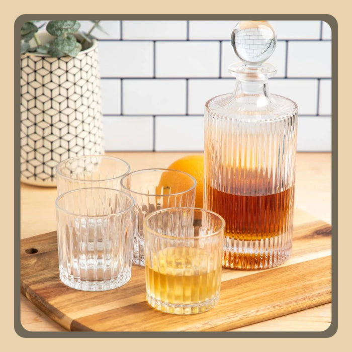 5-Piece Set — Whiskey Decanter & Cocktail Glasses