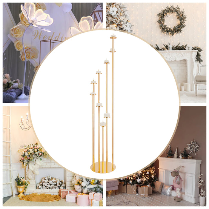 9-Arm Gold Metal Candle Set Holder
