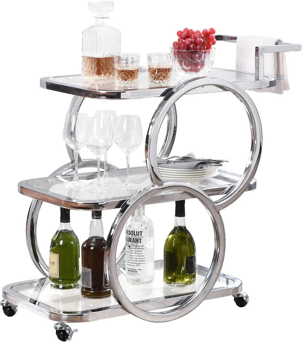 Ultra Modern 3-Tier Moveable Bar Cart