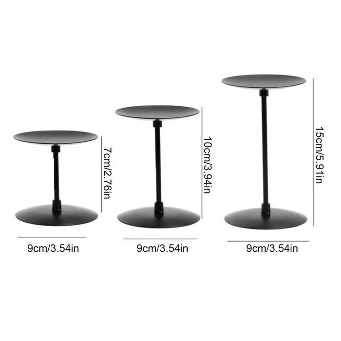 3-Piece Modern Black Iron Pillar Candle Holder Set