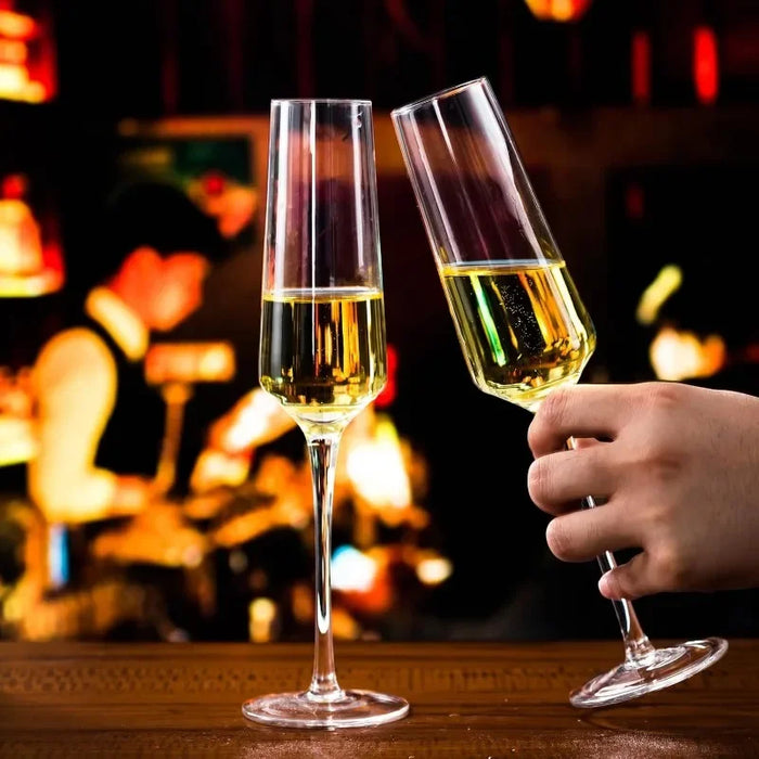 Hand Blown Champagne Glasses Set of 6